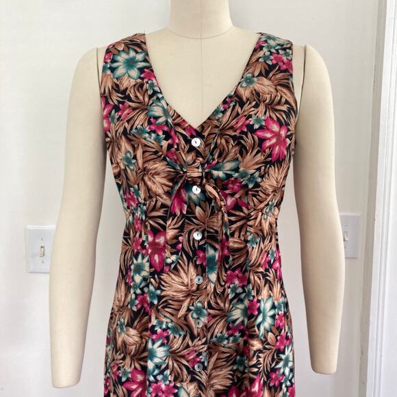 Vintage Bobbie Bee Tropical Maxi Dress with Tie - Picture 2 of 6